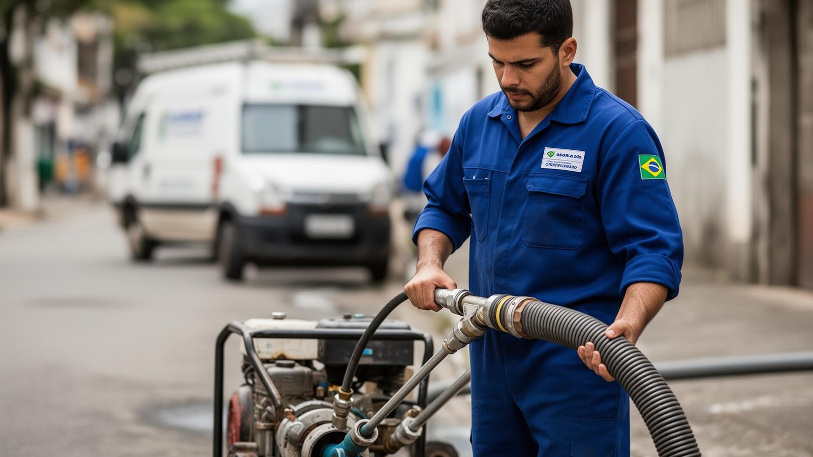 Desentupidora em Cuiabá - profissional realizando desentupimento